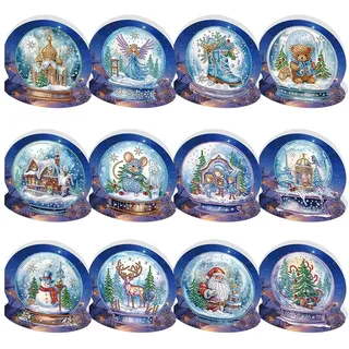 Generish Weihnachtskarten Set,Diamond Painting Weihnachtskarten,12er Set Grußkarten Weihnachten, Klappkarten Frohe Weihnachten mit Umschlägen,Merry Christmas Geschenk Weihnachtsgrüße Dankeschön Karte