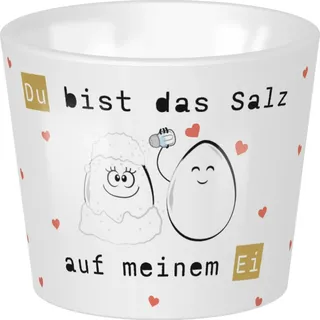 GRUSS & CO Eierbecher mit Motiv "Du bist das Salz auf meinem Ei", mit Golddruck | Porzellan, Höhe 4,3 cm, Durchmesser 5,2 cm | lustiges Geschenk, Frühstück, Ostern | 48529