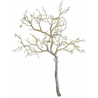Loberon Deko-Zweig Orélie, naturgetreue Anmutung, handgefertigt, Dekoration, Dekoelement, Kunstblumen, Eisendraht, Kunststoff, grau/grün