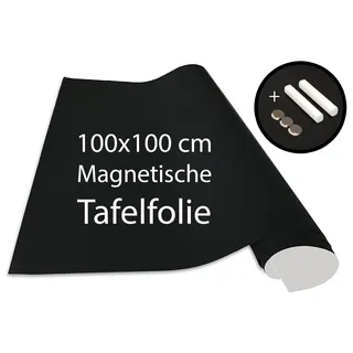Cuadros Lifestyle Tafelfolie 100 x 100 cm | Magnetisch und selbstklebend - Vinyl- Kreidefolie | Magnettafel | inkl. Kreide + Neodym-Magnete | Tafel 100x100 cm Schwarz