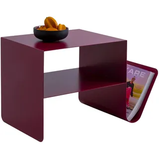 Kare Design Beistelltisch Lounge News, Pink, 65x37x42 cm, minimalistisches Design, Zeitschriftenständer, Couchtisch, Stahl, Industrial, Modern, Wohnzimmer