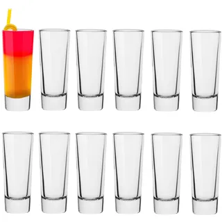 TREND FOR HOME Schnapsgläser 60 ml Shotgläser Set von 12 mit Schwerem Boden Pinnchen Gläser aus Glas für Cocktails Wodka Jägermeister Espresso Likör Tequila Whisky, Spülmaschinenfest, Sten
