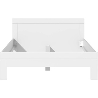FORTE Snow Bett, Liegefläche 140 x 200 cm, Holzwerkstoff, Weiß,145,6 x 80,8 x 204,8 cm