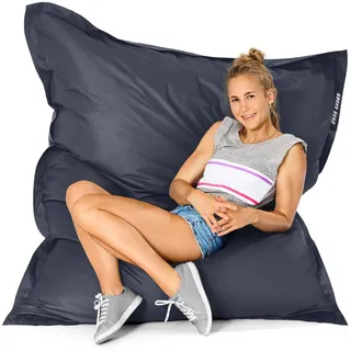 Green Bean Outdoor Sitzsack XXL 140x180cm 380 Liter Kinder & Erwachsene Bean Bag EPS Perlen Füllung Riesensitzsack Groß Liegekissen Waschbar Wetterfest Lounge Chair Sitzkissen Bodenkissen Stahlgrau