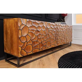riess-ambiente Sideboard VULCANO 180cm braun / schwarz (Einzelartikel, 1 St), Wohnzimmer · Massivholz · Metall · Anrichte · 3D-Front · Modern Design braun