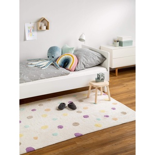 benuta Kinderteppich Bambini Dots, Baumwolle, Beige, 120 x 180.0 x 2 cm