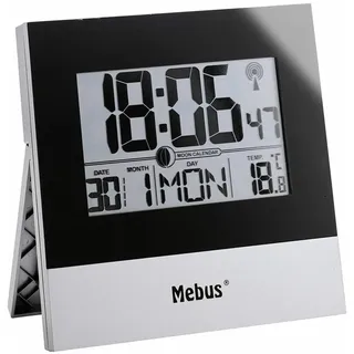 MEBUS Funk-Wanduhr 18,0 cm 41787 silber/schwarz