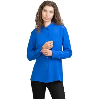 Posh Gear Seidenbluse Damen Seidenbluse Collettoseta Bluse aus 100% Seide 100% Seide blau S