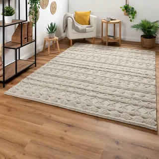 Steffensmeier Handweb Teppich Havana | Wolle, Grau, handgewebt, Größe: 140x200 cm Wohnzimmer und Schlafzimmer