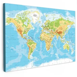onlywow Leinwandbild, Weltkarte | Gr.: 90 x 60 cm