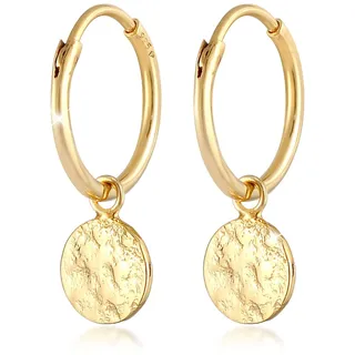 Elli Creolen Plättchen Coin Organic Look gold 925 Silber onesize