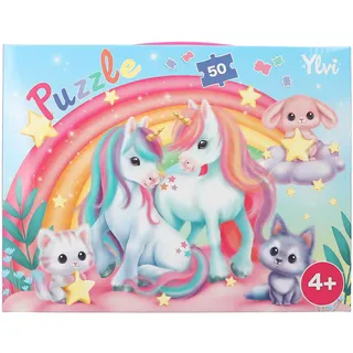 depesche ylvi and the minimoomis Depesche 13204 Puzzle 50 Teile, mit detailliertem Einhorn Motiv, ausgelegt ca. 58 x 40 cm, im Karton-Koffer mit Tragegriff