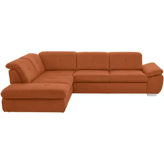 Beldomo Speed Ecksofa, Terracotta, Metall, 3-Sitzer, Ottomane links, L-Form, 318x260 cm, Goldenes M, Typenauswahl, Bettkasten erhältlich, Stoffauswahl, Bettfunktion Hocker Rücken echt, Wohnzimmer, Sofas & Couches, Wohnlandschaften, Ecksofas