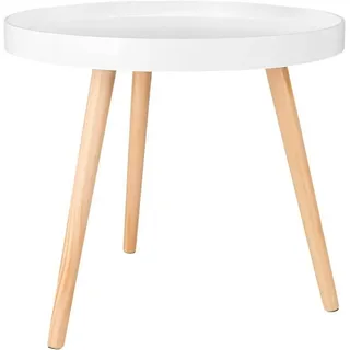 Woltu Beistelltisch Rund Weiß MDF 50 x 44 cm