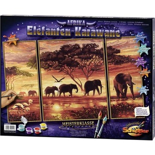 Schipper Malen nach Zahlen - Elefanten-Karawane Triptychon