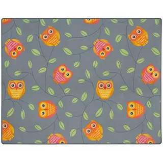 Happy Owls Teppich Eulen Kinderteppich Eule Spielteppich 133 x 170 cm grau