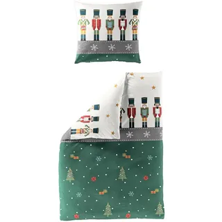 Traumschlaf Nussknacker Biber Baumwolle Jade 135 x 200 cm + 80 x 80 cm