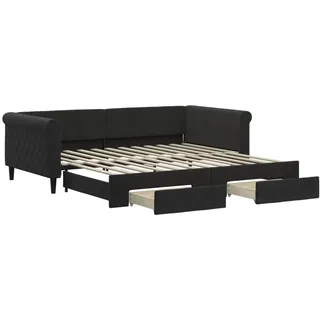 vidaXL Tagesbett Ausziehbar mit Schubladen Schwarz 100x200 cm Samt1885886