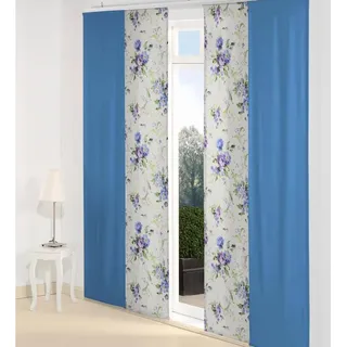 Wirth Schiebegardine MONTROSE (1 St), Klettband, blickdicht, inkl. Beschwerungsstange blau|lila 60 cm x 175 cm