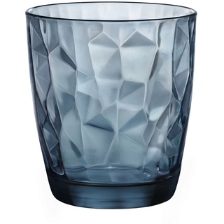 Bormioli Rocco 350220 Diamond Ocean Blue Trinkglas, Wasserglas, Saftglas, 305ml, Glas, blau, 6 Stück