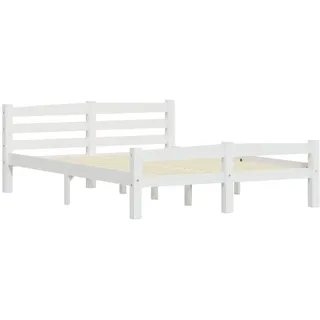 vidaXL Massivholzbett Doppelbett Bettgestell Bett Holzbett Bettrahmen Lattenrost Schlafzimmerbett Schlafzimmermöbel Weiß Kiefer 120x200cm