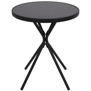 DEGAMO Bistrotisch Balkontisch MILANO 60cm rund, Metall anthrazit + Glas schwarz - Schwarz/Grau