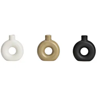G.Wurm GmbH Dekovase Vase für Trockenblumen aus Keramik schwarz, weiß, beige 3er-Set