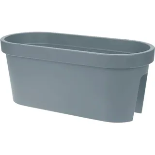 Balkon Blumentopf oval 60 x 28 cm - rauch blau - Kunststoff Pflanzkasten zum Einhängen am Geländer - Blumen Pflanz Kasten Topf zum Hängen