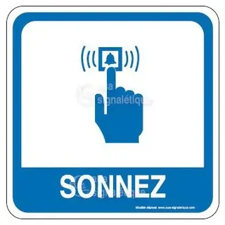 AUA SIGNALETIQUE - Plaque de porte Sonnez PvcSign avec double face adhésif