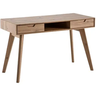 KADIMA DESIGN Schreibtisch – Eiche-Dekor, 120x55x77 cm, Stauraum, Skandinavischer Stil, Massivholzbeine