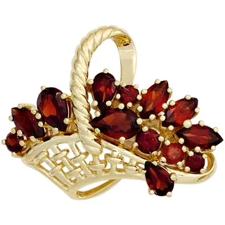 Jobo Brosche JOBO "Goldbrosche Korb", gelbgold 333, rot, Broschen, Damen, Gelbgold 333, Brosche, 8 Karat 333 Gold mit Granat