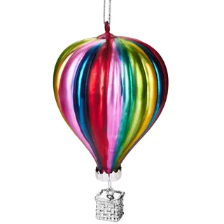 BRUBAKER Heißluftballon Bunt - Handbemalte Weihnachtskugel aus Glas - Mundgeblasener Christbaumschmuck Figuren lustig Deko Anhänger Baumkugel - ca. 11 cm