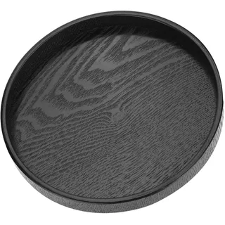 Tablett Schwarz Rund Serviertablett 27cm Deko Tablett Holztablett Runde Schoßtabletts zum Essen, Tee und Kaffeetablett für Home Cafe Restaurant Bar(27cm)
