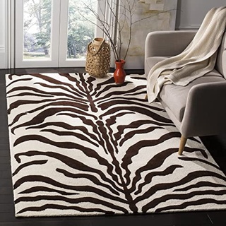 SAFAVIEH Zebra Teppich für Wohnzimmer, Esszimmer, Schlafzimmer - Cambridge Collection, Kurzer Flor, Elfenbein und Braun, 183 X 274 cm