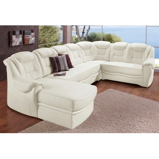 Wohnlandschaft SIT&MORE "Bellevue" Sofas Gr. B/H/T: 327 cm x 94 cm x 217 cm, NaturLEDER-Kunstleder, Recamiere links, ohne Bettfunktion, weiß (altweiß) Leder-Wohnlandschaft wahlweise mit Bettfunktion