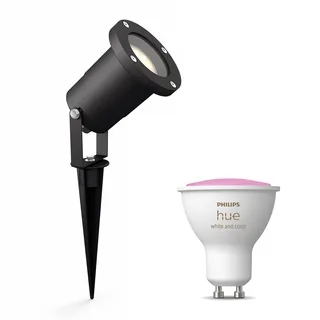 Philips Hue Puled Gartenstrahler (Schwarz) - GU10 - Weißes und Farbiges Licht - Gartenbeleuchtung - Hue White and Color Ambiance