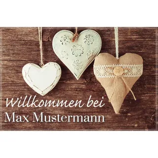 Manutextur Fußmatte mit Namen - Motiv Herzen - viele Motive - Schmutzfangmatte personalisiert - Größe 50x80 cm - persönliches & individuelles Geschenk