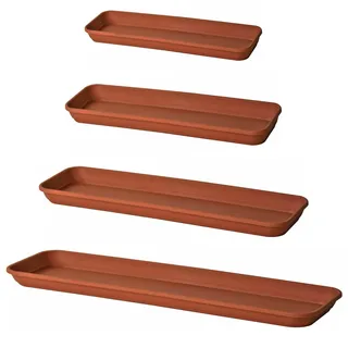 Euro3plast Inis Kunststoff Untersetzer rechteckig für Blumenkästen 36 cm 46 cm 56 cm oder 76 cm lang in den Farben: Anthrazit Taupe Terrakotta oder in Weiß (Terrakotta, 56 cm)