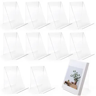 BBWELL Buchstütze, 10 Stück Klarer Buchständer aus Acryl,Transparente Buchstützen, 13 X 11.5 X 10CM für Regale,Transparente Dekoration,Heavy Duty Book Ends und Desktop-Organizer