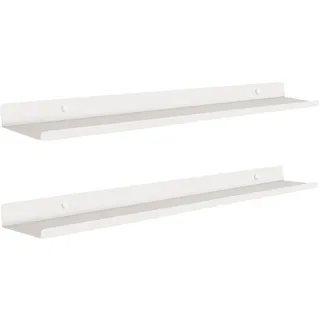 MILUKA Wandregal Weiß aus Metall 110 cm, 2er Set, modular kombinierbar
