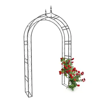 Relaxdays Rosenbogen mit Spitze 242 x 138 x 35,5 cm Schwarz