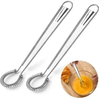 Fouet Cuisine 2 Stück, Wovte Mini-küchenquirl Aus Edelstahl, Manueller Küchenquirl, Schneebesen, Edelstahl-mini-mixer, Manueller Rührbesen, Küchenzubehör, Küchengadget
