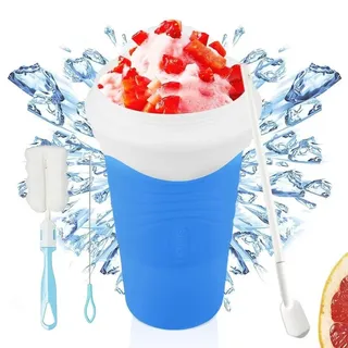Blauer Slushy Maker 500ml Silikonbecher zum Pressen für schnelle Smoothies