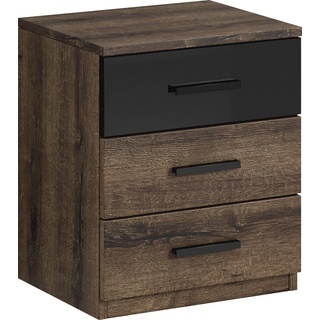 Nachtkommode HELVETIA "Galaxy" Sideboards Gr. B/H/T: 46 cm x 56 cm x 41 cm, 3, schwarz (monastery eiche, schwarz) Nachtkonsolen und Nachtkommoden mit 3 Schubladen