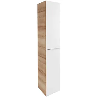 Fackelmann B.Brillant Hochschrank 30 x 162 x 31,8 cm Hochglanz Weiß/Eiche