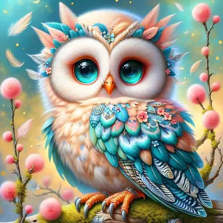 QQYRHN 5D Bunte Eule Diamond Painting Kit für Erwachsene Anfänger Cartoon Diamant Kunst Kits Vollständiges DIY Eule Jungtier Diamantstickerei-Set Perfekt zur Entspannung und Dekor 30x30 cm