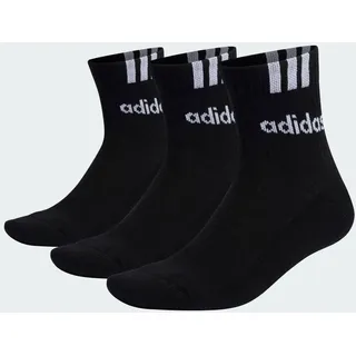 adidas Unisex Kinder 3-Stripes Linear Half-Crew Cushioned Socken, Herren IC1294 - black/white 28-30