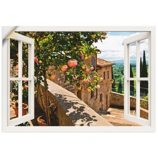 ARTland Wanddeko Wandtattoo selbstklebende Vinylfolie Fensterblick Fenster Toskana Landschaft Garten Rosen Balkon Natur T5QC