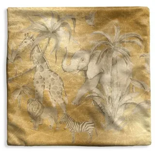 MuchoWow Dekokissen Dschungel - Kinder - Gold - Tiere, Kissenbezüge, Kissenhülle, Deko Kissenbezug, Kissen, 40x40 cm bunt Quadratisch | 40 cm x 15 cm x 40 cm