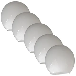 5er-Set Ersatzglas Lampenschirm Kugel Weiß – Opalglas Lampenglas rund für E14 Fassungen, Kugelförmiger Glas Ersatzschirm für Wandlampe, Deckenleuchte & Tischlampe – Lampenschirm Glas Weiß